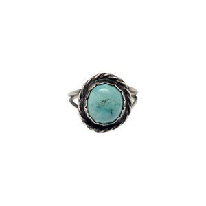 Native American Sterling Silver Turquoise Ring Size 4 3/4 #19873